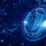 Shield Icon Cyber Security, Digital Data Network Protection, Future Technology Digital Data Network Connection Background Concept