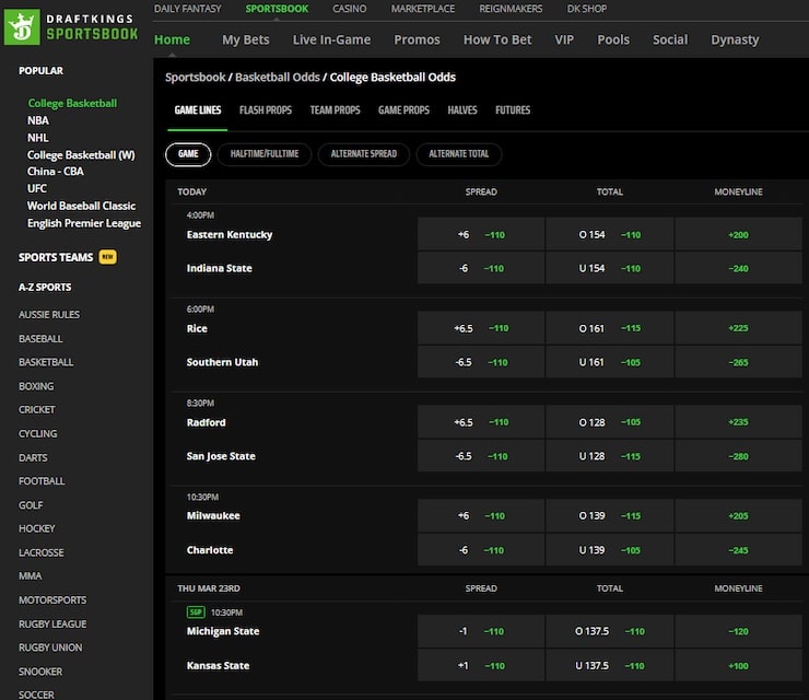 DraftKings online sportsbook