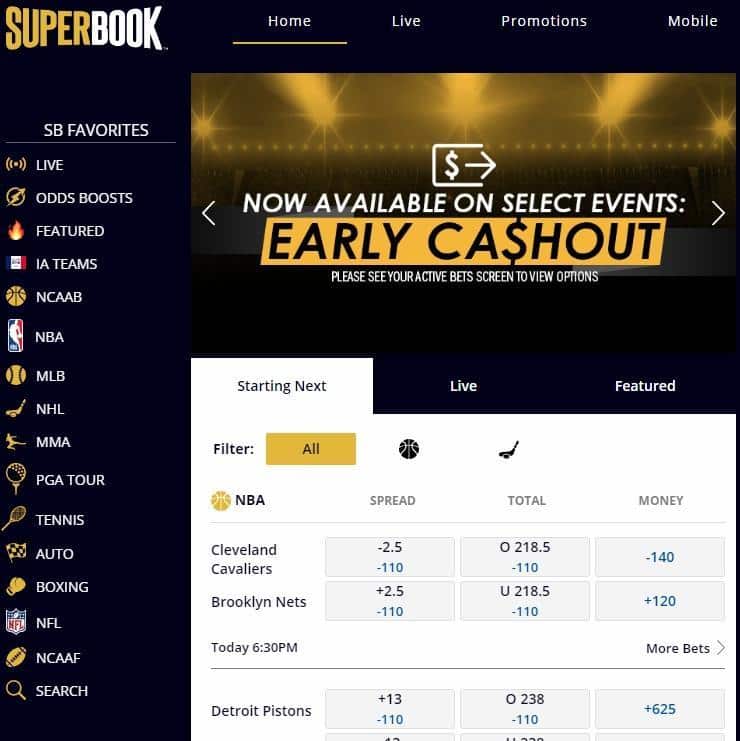 Superbook Iowa online gambling site