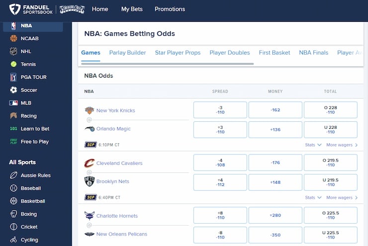 FanDuel NBA betting