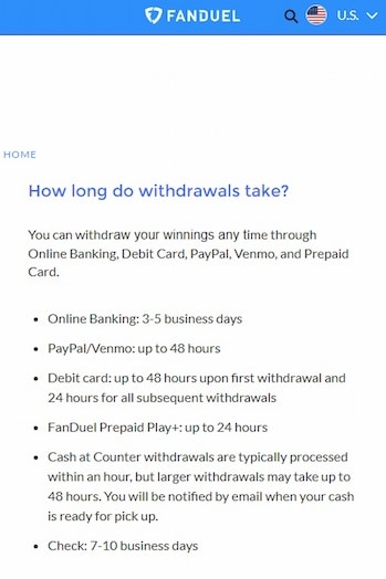 FanDuel withdrawal