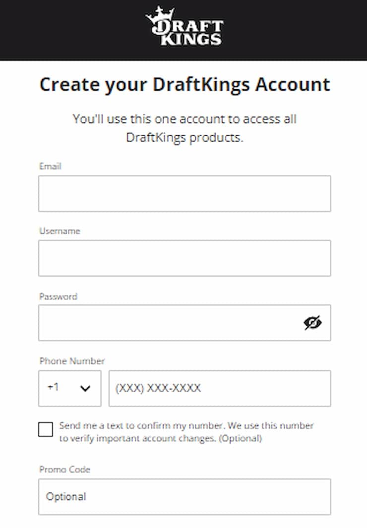 DraftKings sign up form