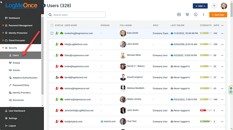 logmeonce dashboard