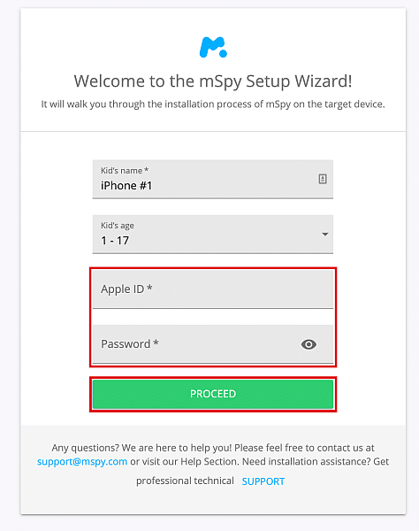 mSpy setup