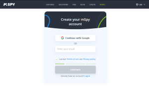 make an account on mspy