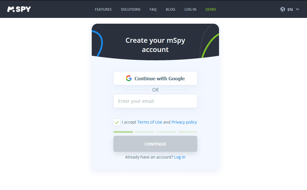 make an account on mspy