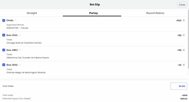 parlay betting odds