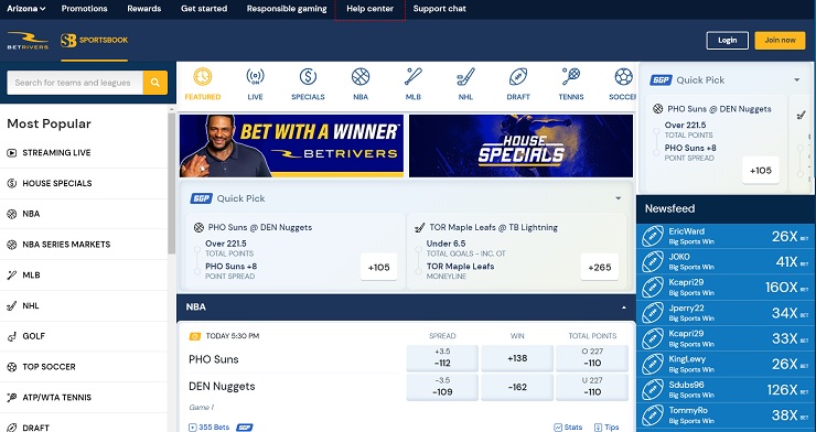 BetRivers Arizona Online Gambling Site