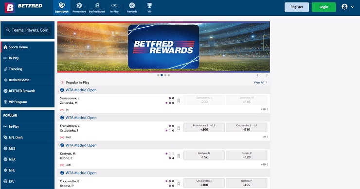 Betfred Online Gambling Sportsbook Site for MD players