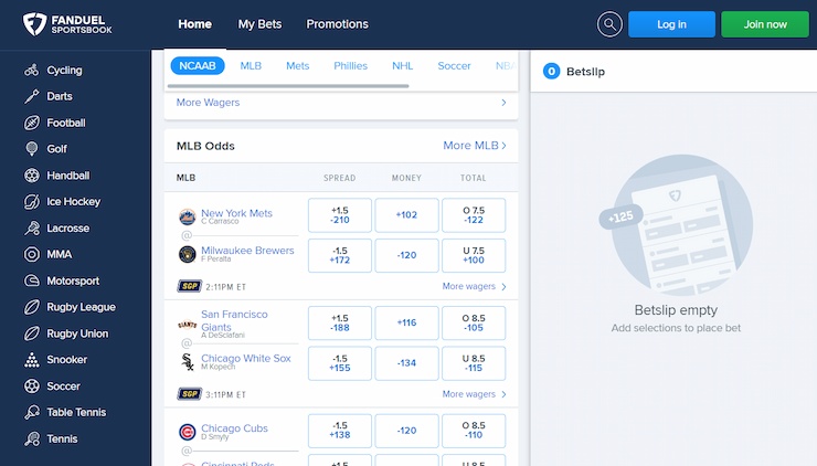 FanDuel Massachusetts Sportsbook Home Page