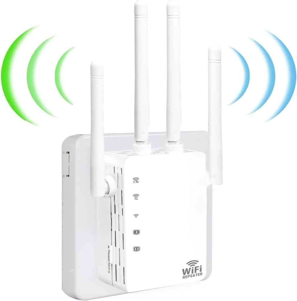 WiFi Extender, Up to 300/1200Mbps WiFi Range Repeater 2.4Ghz & 5Ghz Dual  Band Wireless Signal Booster with Ethernet Port (White) 