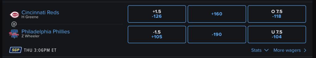 MLB game odds