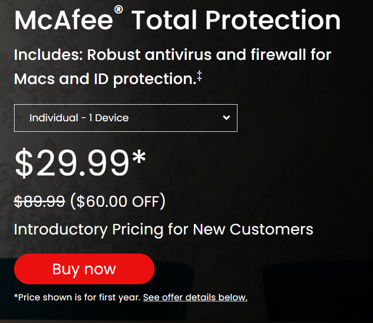 Mcafee pricing