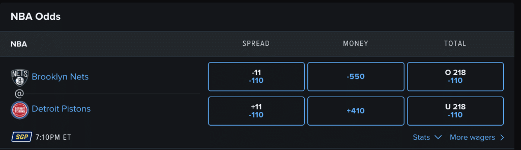 NBA Game Odds