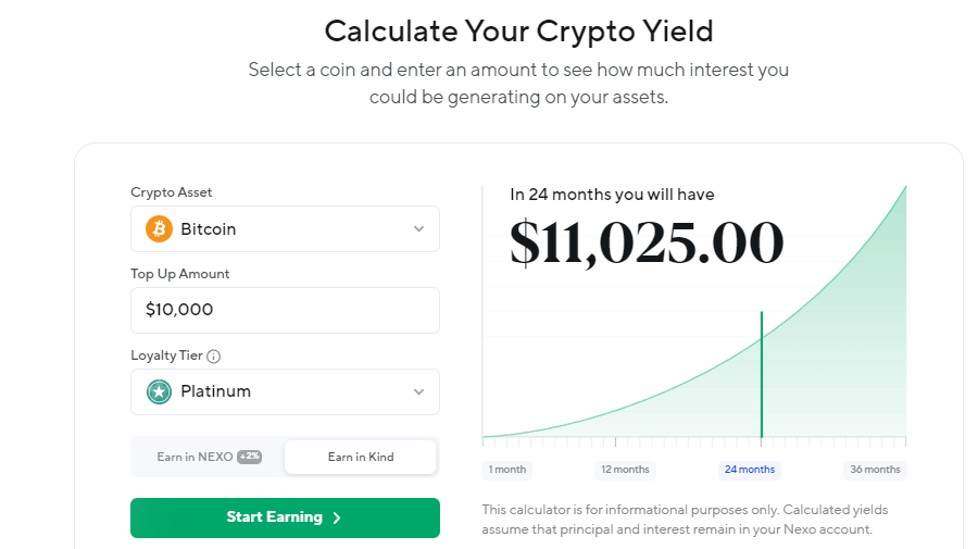 Nexo accepts many cryptocurrencies, but getting the highest yield requires investing plenty of its native crypto: NEXO.