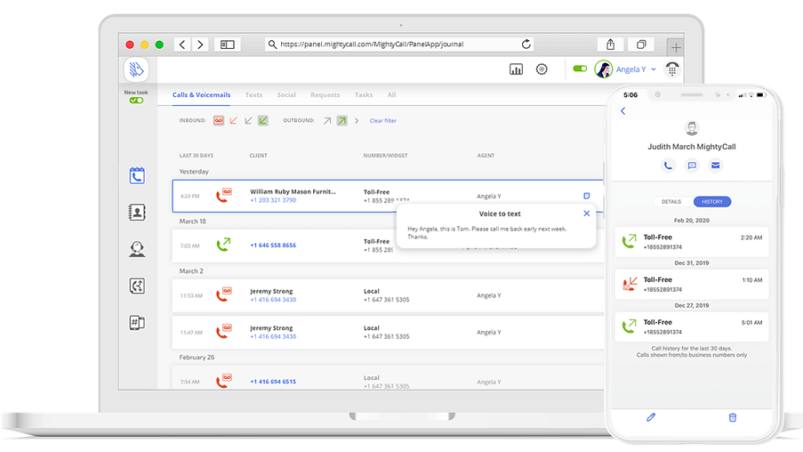 MightyCall dashboard