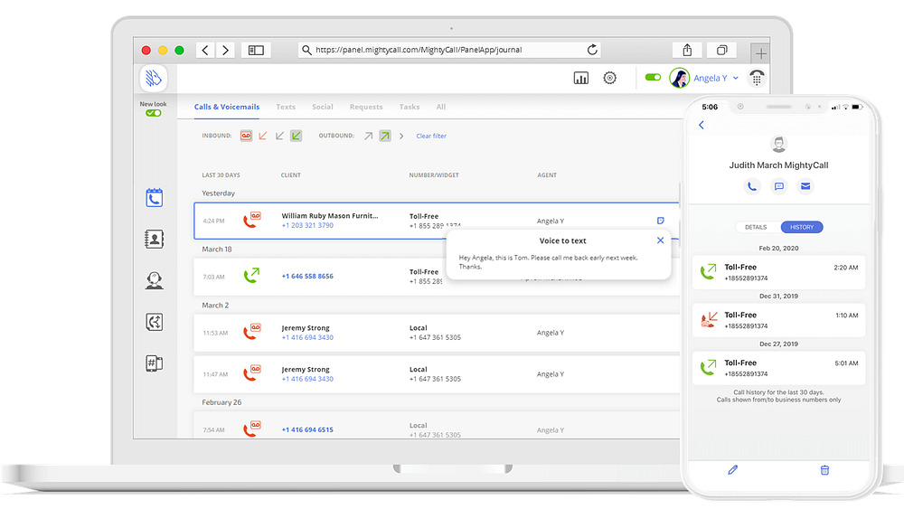 MightyCall dashboard