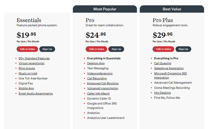 Ooma pricing