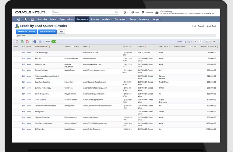 Oracle NetSuite CRM Platform