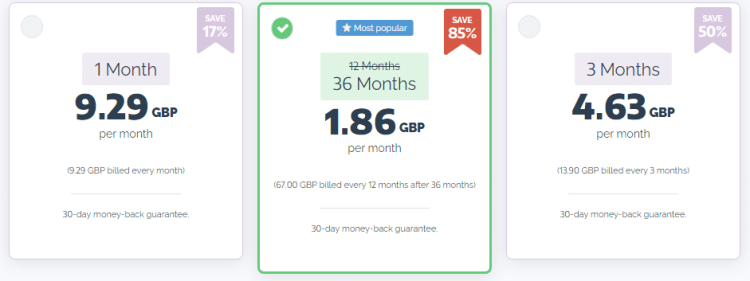 PrivateVPN UK pricing
