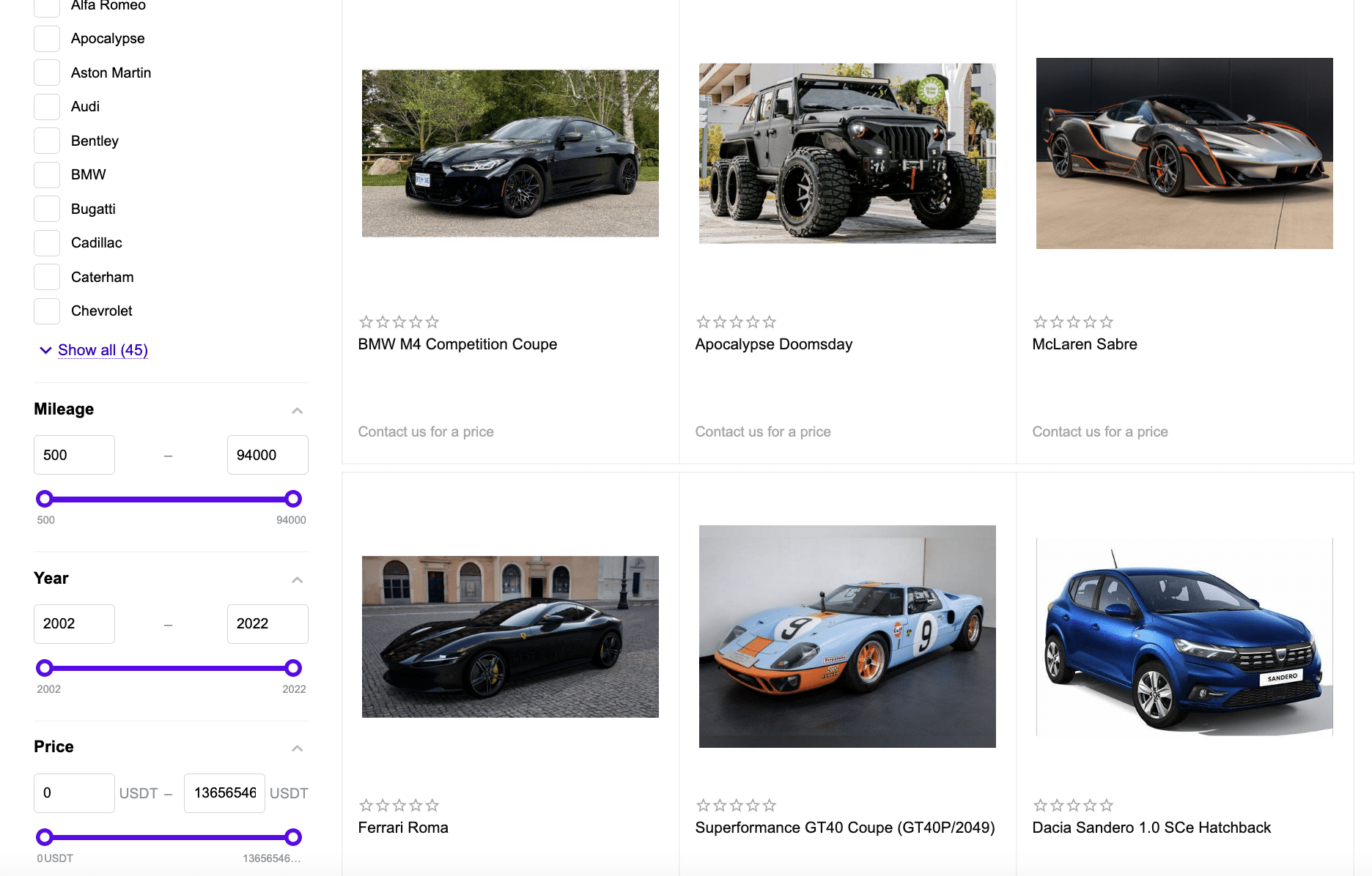 Crypto Emporium real cars