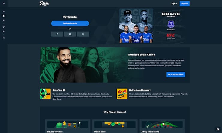 Stake.us Homepage