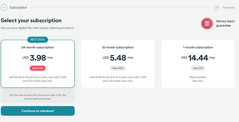 Surfshark pricing