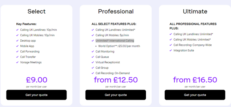 Vonage pricing uk