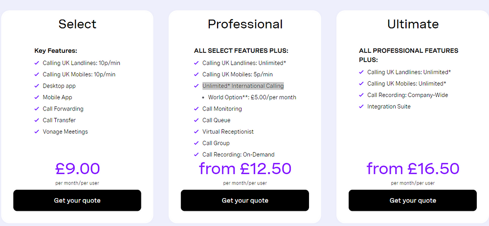 Vonage pricing uk