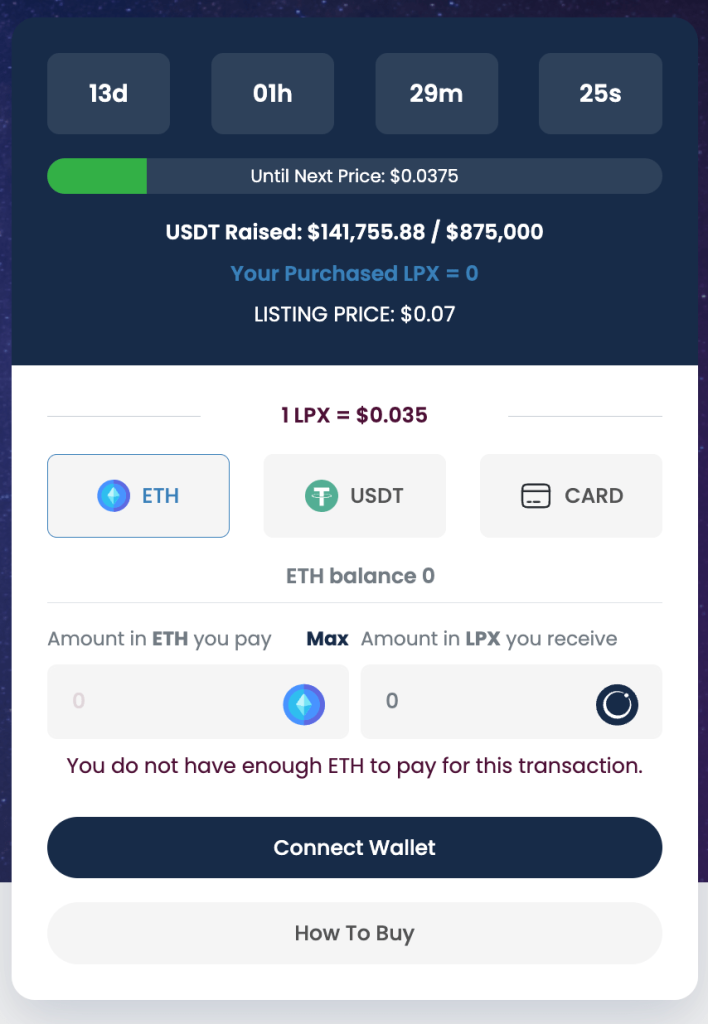 buy LPX tokens