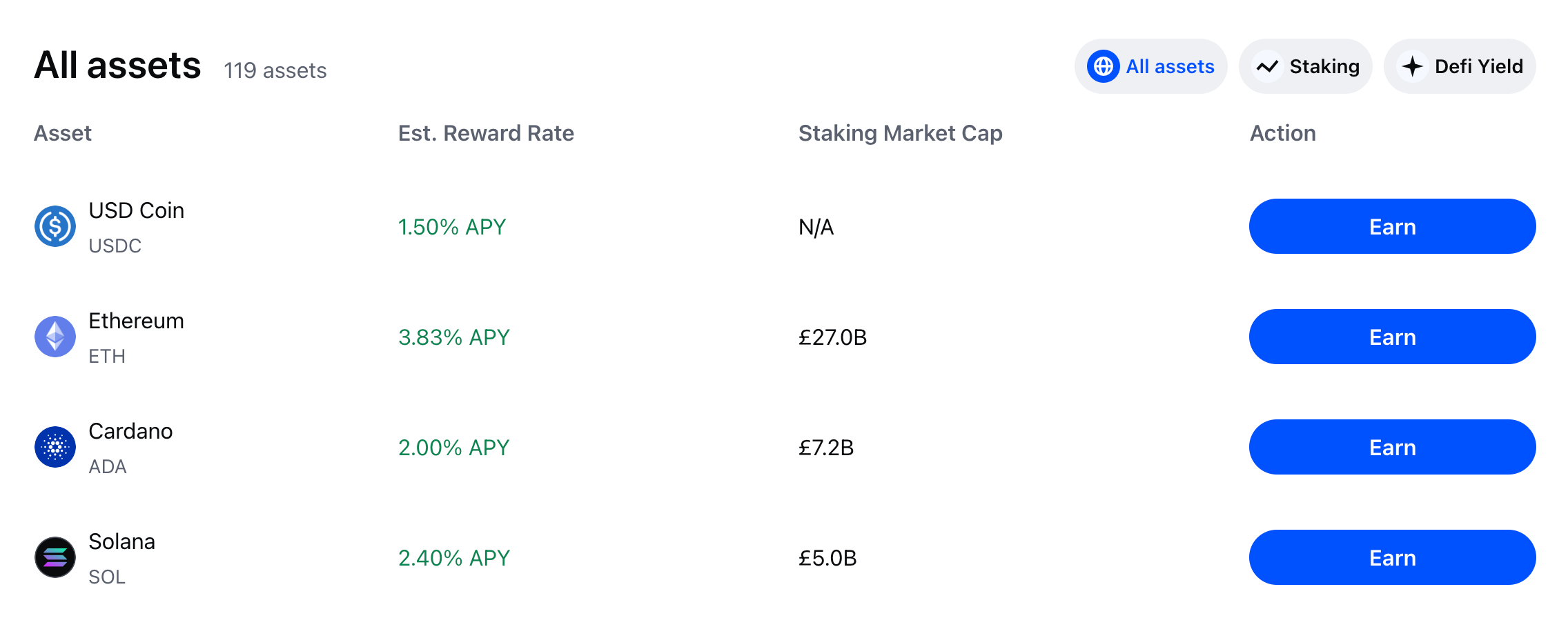 Coinbase staking