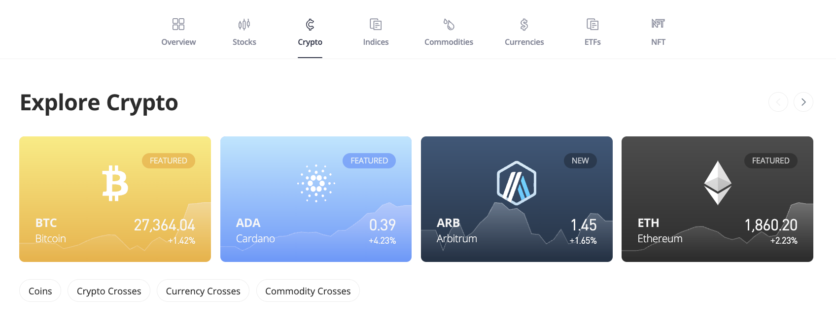 eToro cryptos