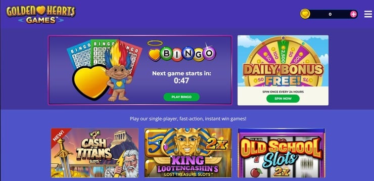 Golden Hearts Casino homepage