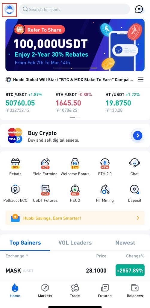 huobi crypto app