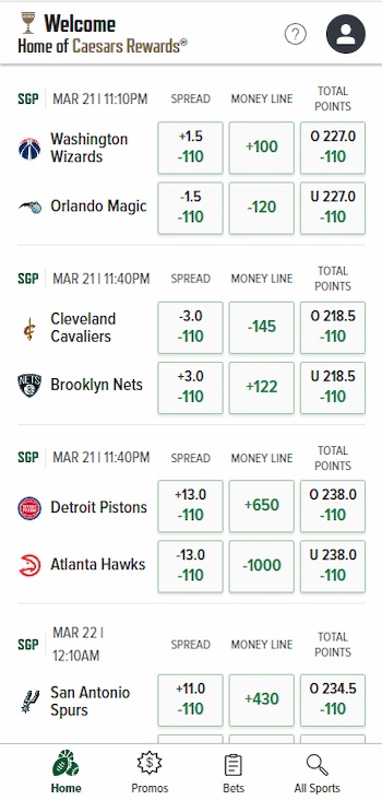 Caesars NV Sports betting