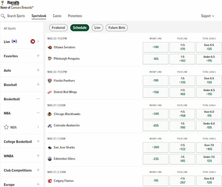 Caesars Pennsylvania online gambling site