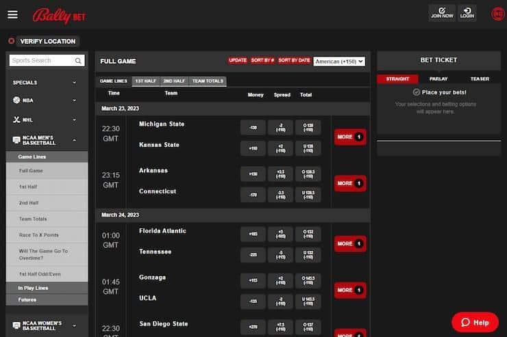Bally Bet Colorado Gambling Page
