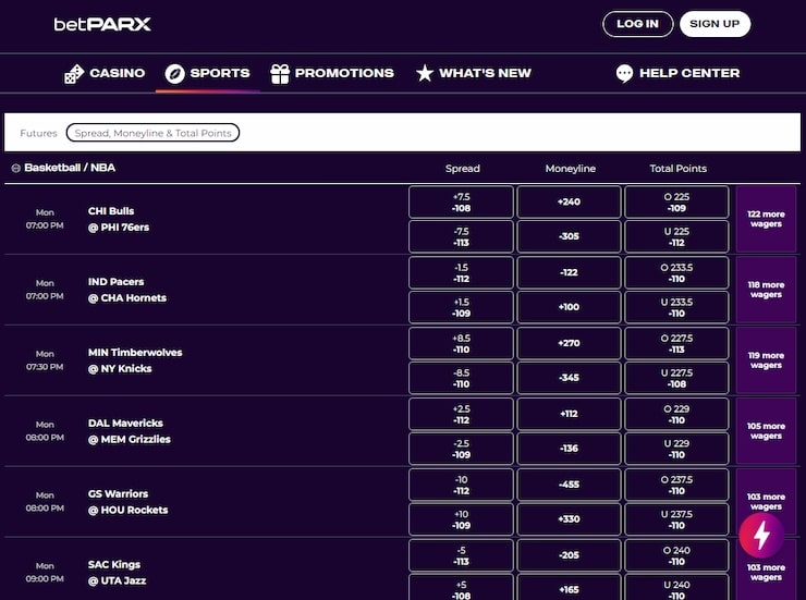 betPARX Michigan Online Gambling Page