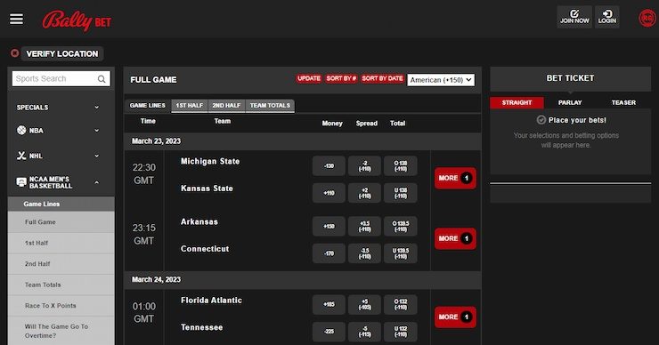 BallyBet Virginia Online Gambling Page
