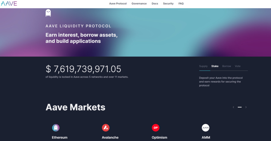 Aave is a decentralized platform that allows users to borrow funds, build apps, and earn interest from lending. 