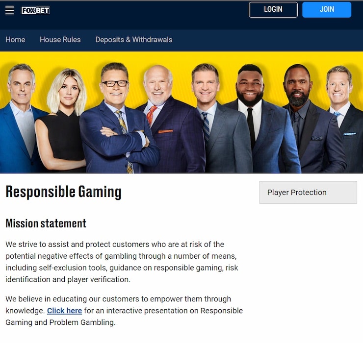 FoxBET NJ Responsible Gambling