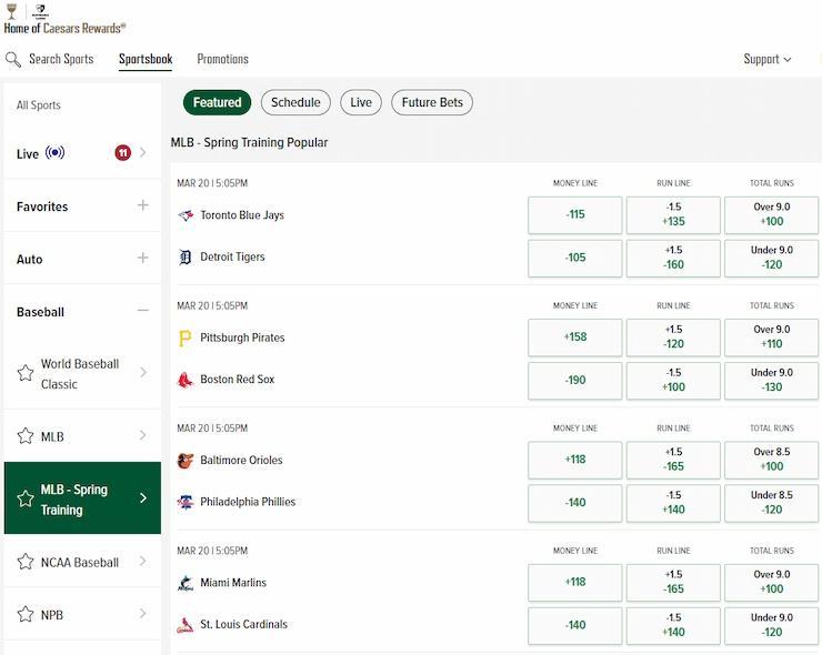 Caesars Tennessee Online Sports Betting Page