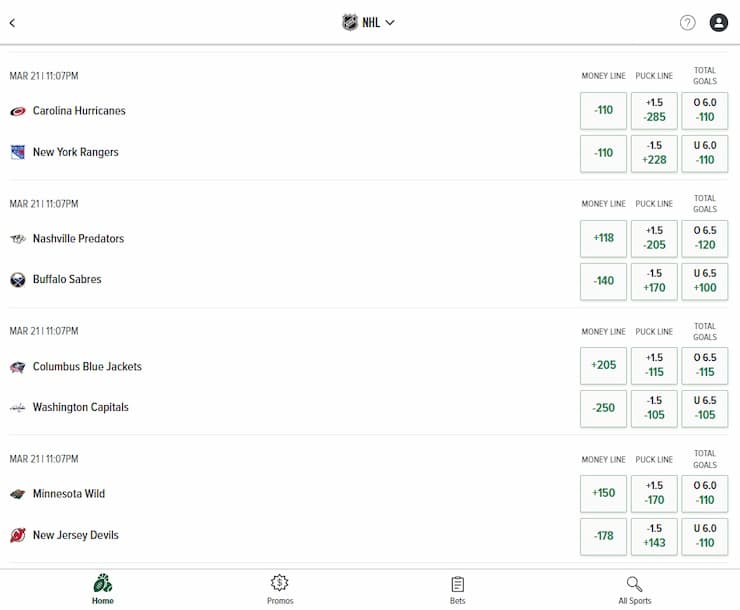 NY Sports Betting NHL Markets