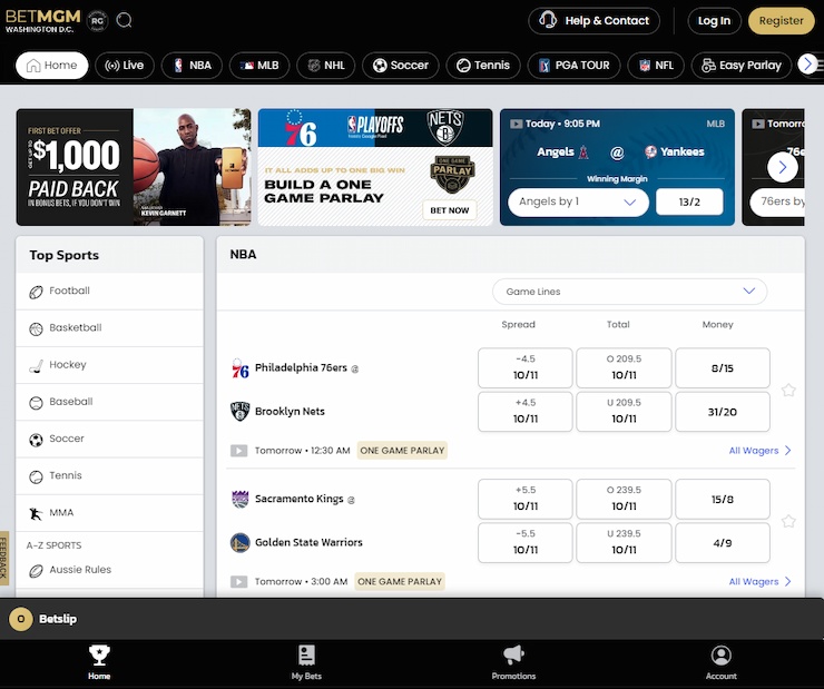 BetMGM DC Home Page
