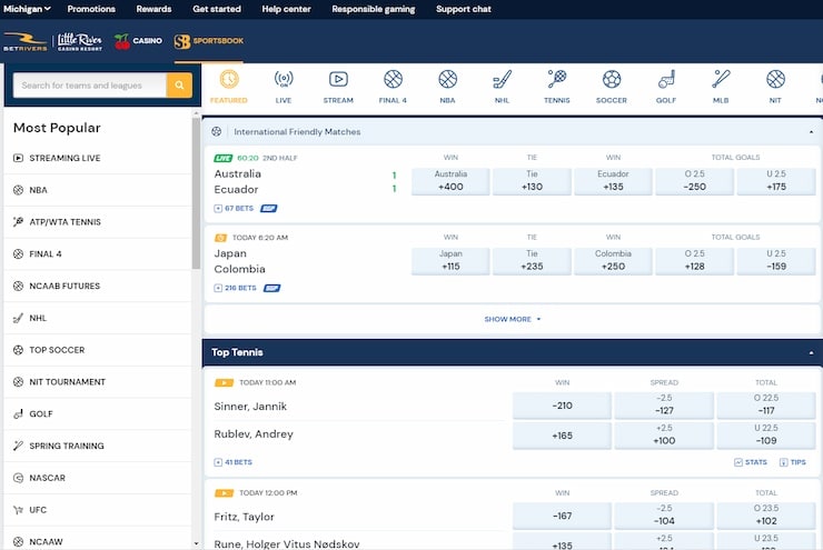 BetRivers MI Online Gambling Page
