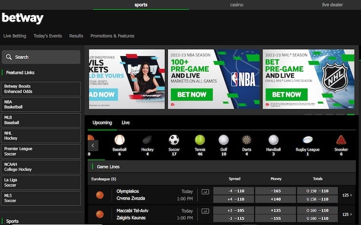Betway NJ Desktop Experience