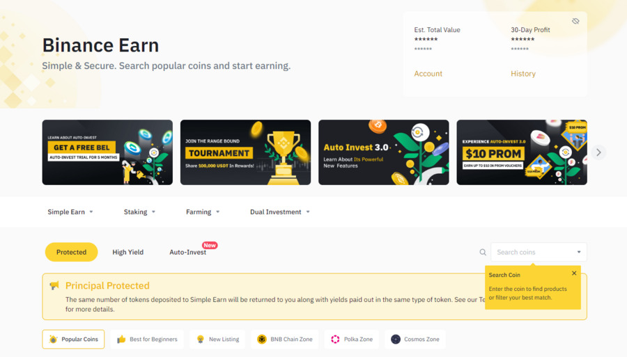 Binance allows every member to earn from their assets in several ways, including staking and farming. 