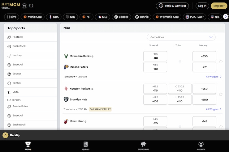 BetMGM Virginia Online Gambling Page