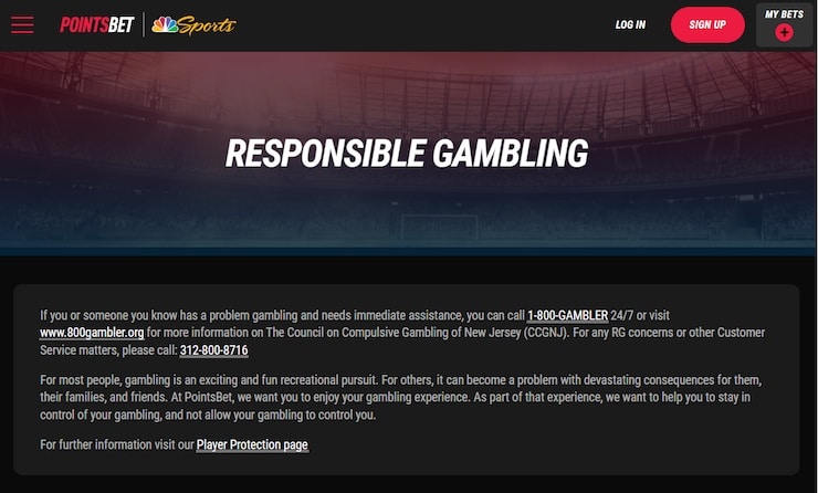 PointsBet New Jersey Responsible Gambling
