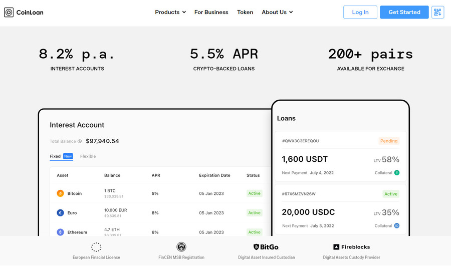 CoinLoan is one of the oldest crypto lending sites on the web and is fully regulated in the EU. 